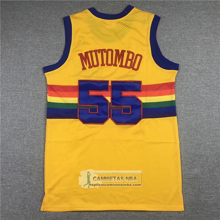 Camiseta Denver Nuggets Dikembe Mutombo NO 55 Mitchell & Ness 1991-92 Amarillo